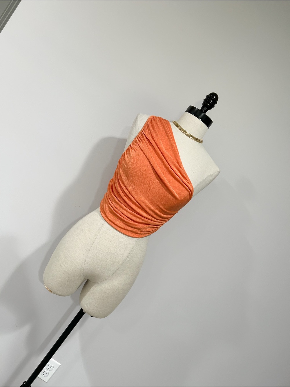 Lioness Orange One-Shoulder Ruched Crop Top